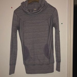 Purple and white striped sweater